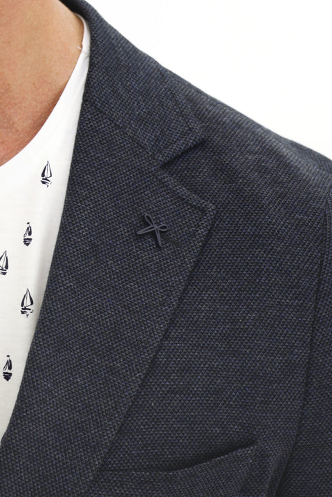Dark Navy 7 Drop Slim Fit Eyelet Cotton Jacket