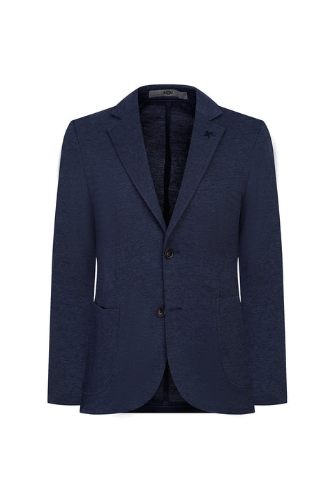 Dark Navy 7 Drop Slim Fit Eyelet Cotton Jacket