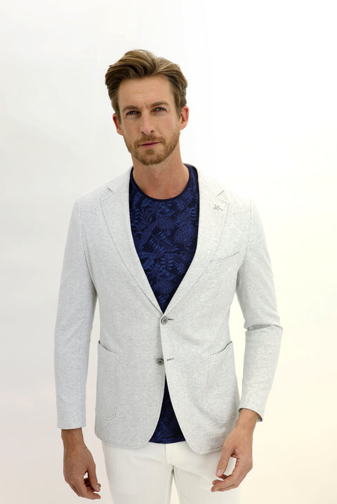 Light Grey 7 Drop Slim Fit Narrow Cut Sport Cotton Jacket