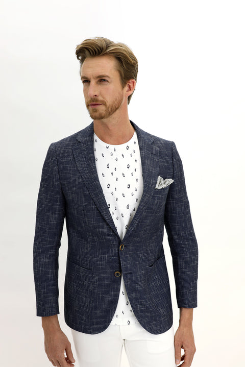 Dark Navy 6 Drop Regular Fit Patterned Jacket