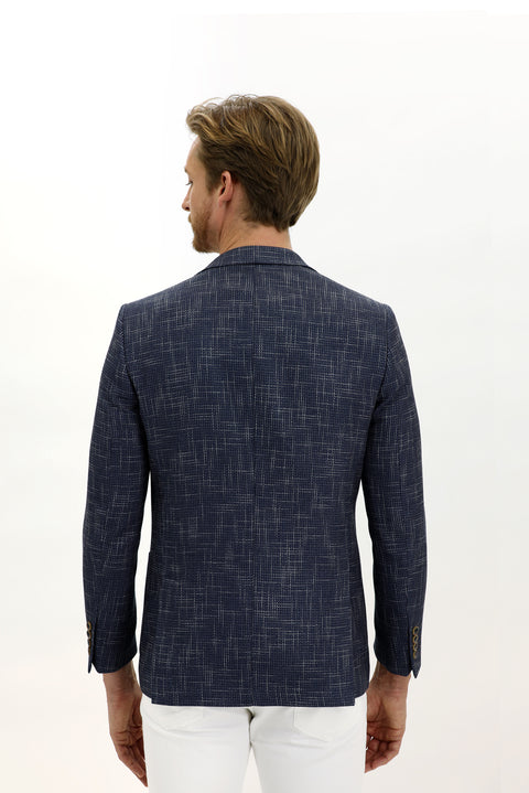 Dark Navy 6 Drop Regular Fit Patterned Jacket