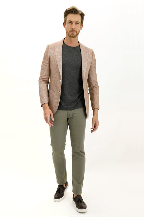 Light Brown 6 Drop Regular Fit Patterned Jacket
