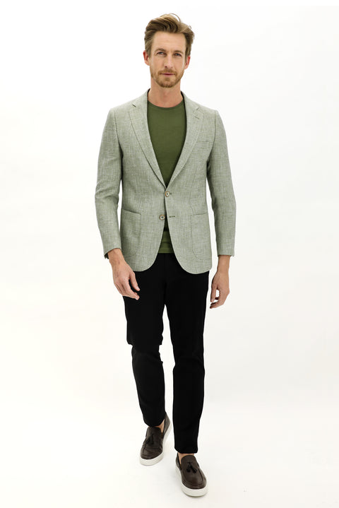 Moss Green 6 Drop Regular Fit Patterned Jacket