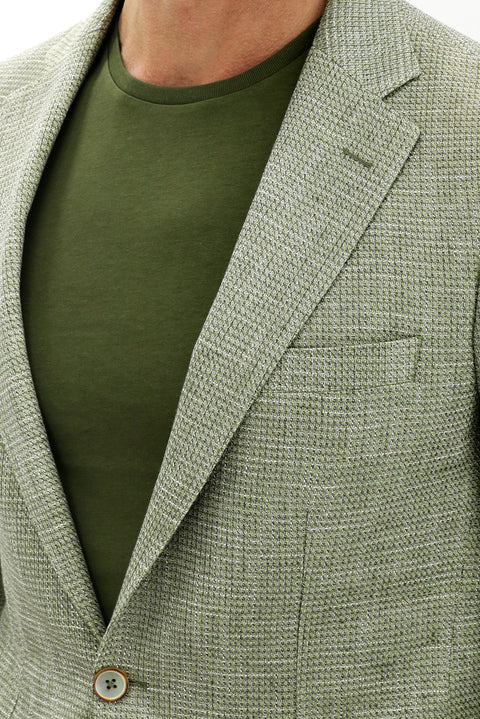 Moss Green 6 Drop Regular Fit Patterned Jacket