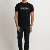 Black Relaxed Fit Lycra Denim Look Trousers