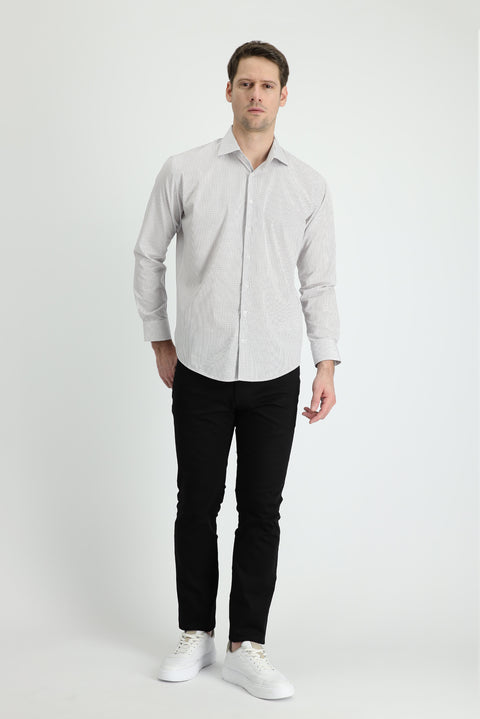 Black Regular Fit Standard Cut Lycra Canvas / Chino Trousers