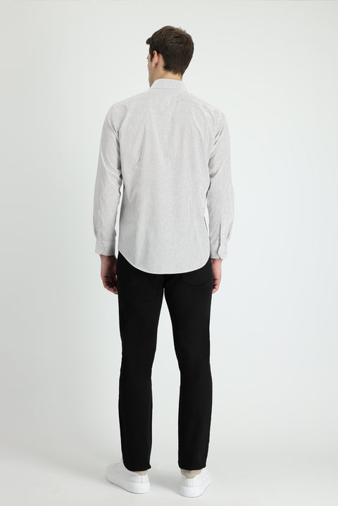 Black Regular Fit Standard Cut Lycra Canvas / Chino Trousers