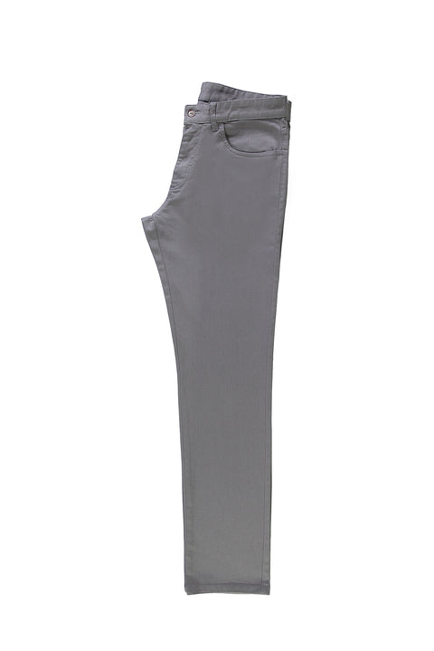 Medium Grey Regular Fit Standard Cut Lycra Canvas / Chino Trousers