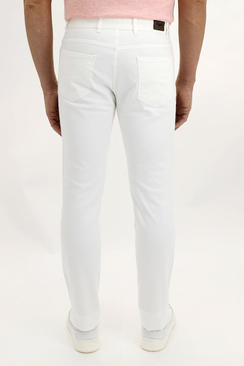 White Slim Fit Stretch Canvas / Chino Trousers