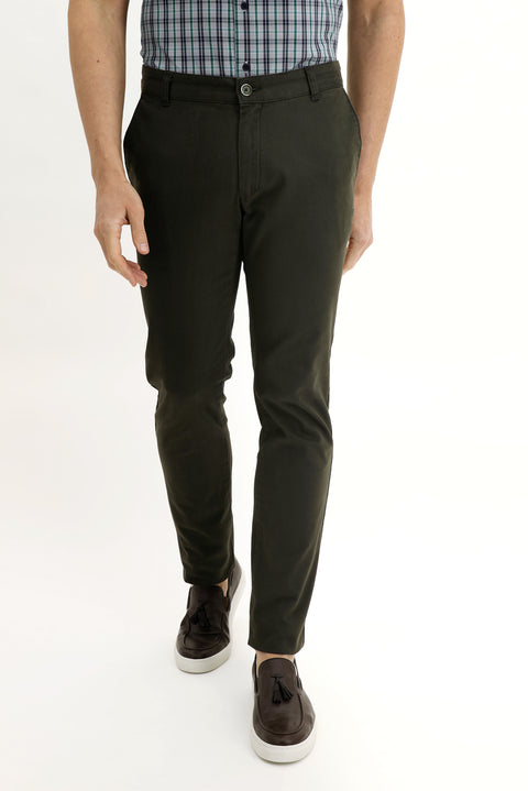 Orta Haki Regular Fit Standart Kesim Likralı Kanvas / Chino Pantolon