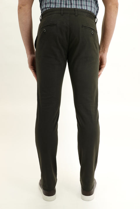 Medium Khaki Relaxed Fit Stretchy Canvas / Chino Trousers
