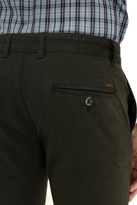 Medium Khaki Relaxed Fit Stretchy Canvas / Chino Trousers