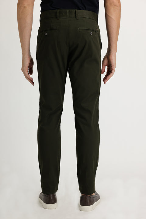 Medium Khaki Regular Fit Standard Cut Stretch Canvas / Chino Trousers