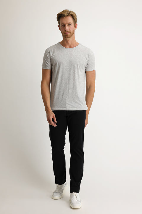Black Regular Fit Standard Cut Lycra Canvas / Chino Trousers