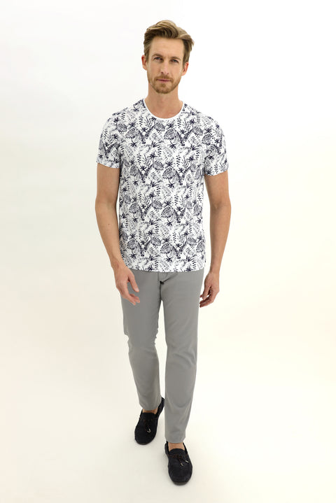 Light Grey Regular Fit Standard Cut Lycra Canvas / Chino Trousers