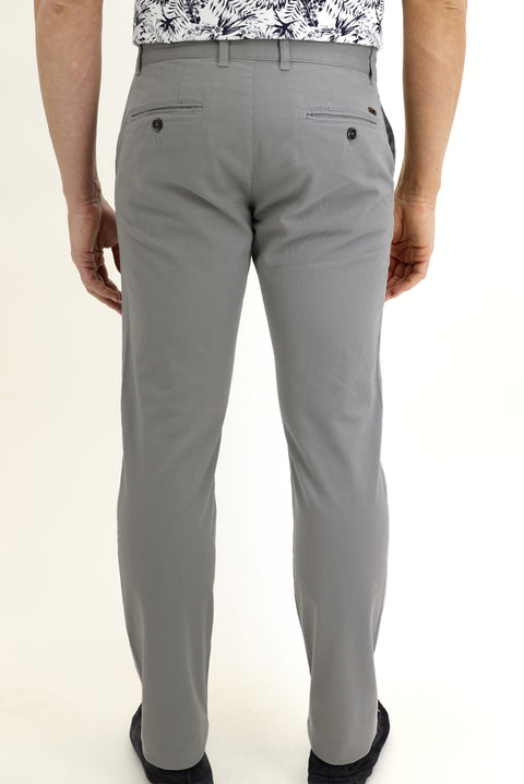 Light Grey Slim Fit Stretch Canvas / Chino Trousers