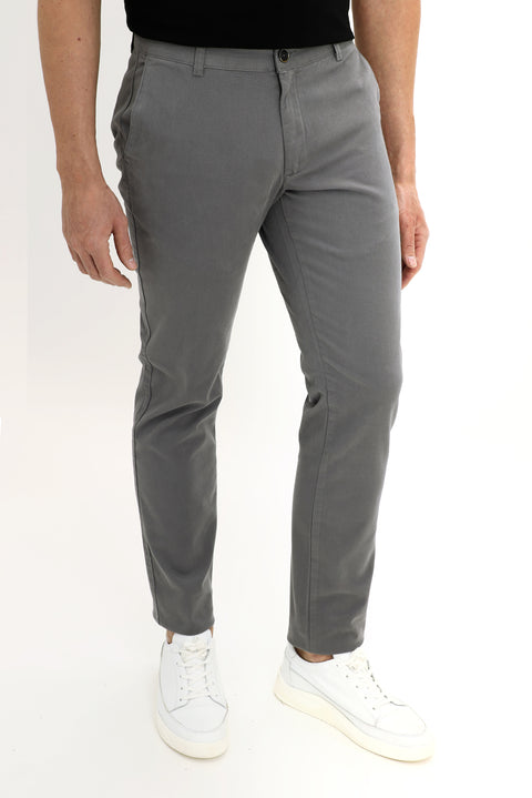 Mid Smoke Relaxed Fit Stretch Canvas / Chino Trousers
