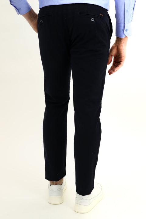 Dark Navy Relaxed Fit Stretch Canvas / Chino Trousers