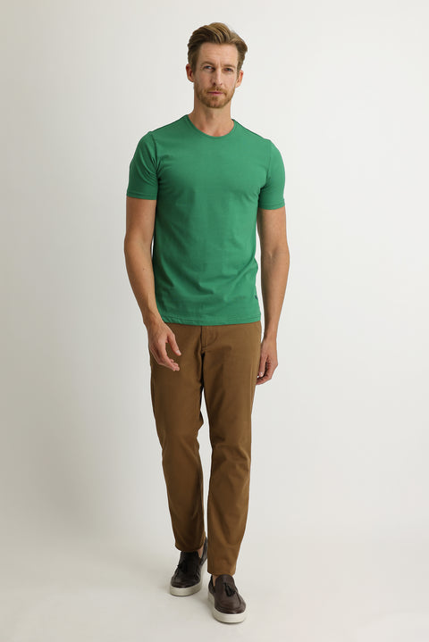 Light Brown Regular Fit Standard Cut Stretchy Canvas / Chino Trousers