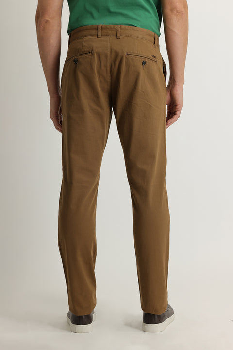 Light Brown Relaxed Fit Stretch Canvas / Chino Trousers