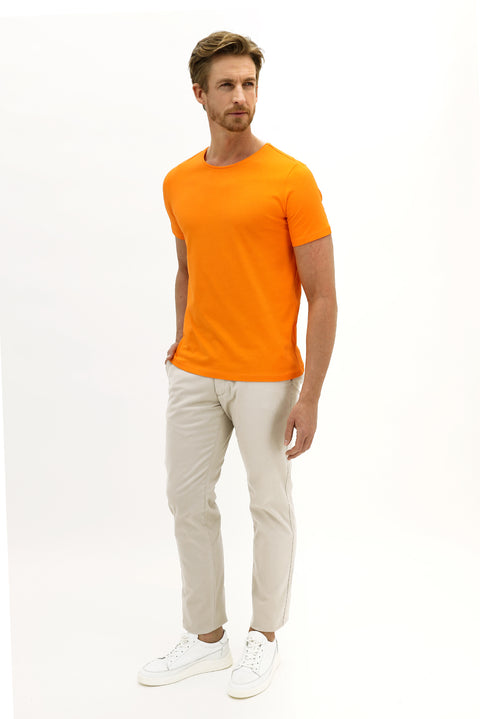 Light Beige Regular Fit Standard Cut Lycra Canvas / Chino Pants