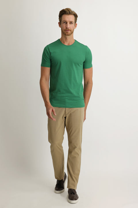 Camel Regular Fit Standard Cut Lycra Canvas / Chino Trousers