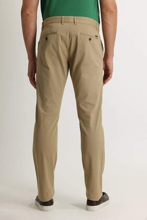 Camel Slim Fit Dar Kesim Likralı Kanvas / Chino Pantolon