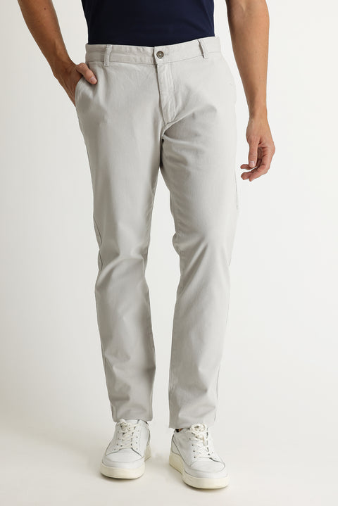 Stone Regular Fit Standard Cut Lycra Canvas / Chino Trousers