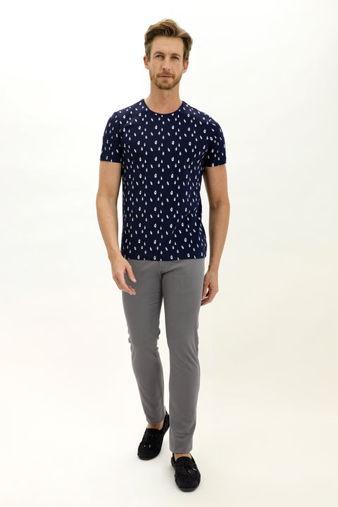 Mid Smoke Regular Fit Standard Cut Lycra Canvas / Chino Trousers