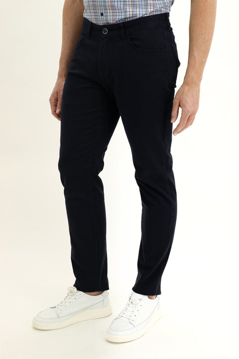 Dark Navy Relaxed Fit Stretch Canvas / Chino Trousers