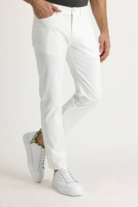 White Relaxed Fit Stretch Canvas / Chino Trousers