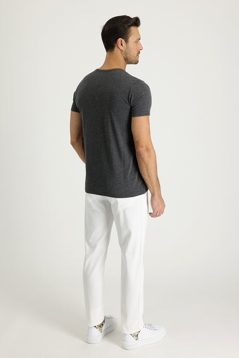 White Slim Fit Stretch Canvas / Chino Trousers
