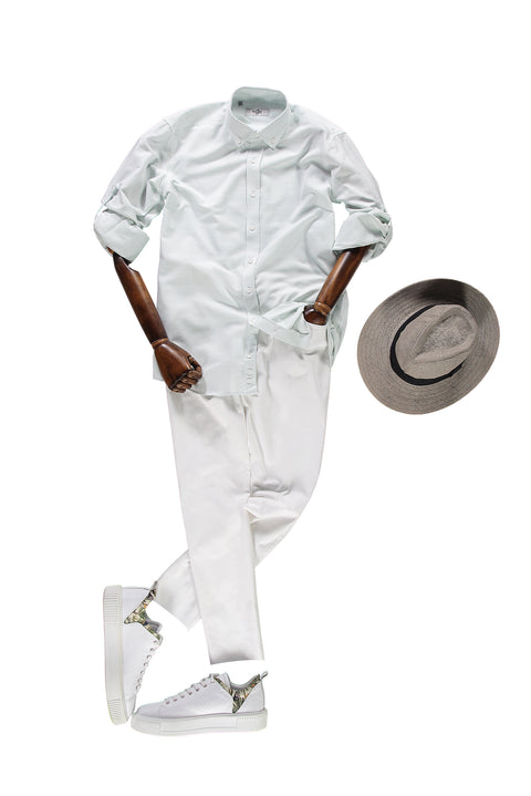 White Relaxed Fit Stretch Canvas / Chino Trousers
