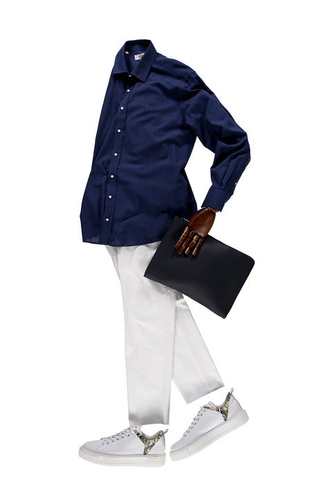 White Relaxed Fit Stretch Canvas / Chino Trousers