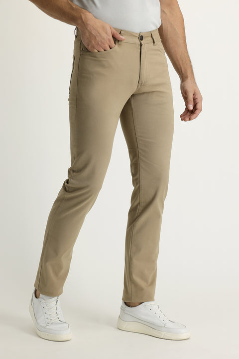 Camel Slim Fit Dar Kesim Likralı Kanvas / Chino Pantolon