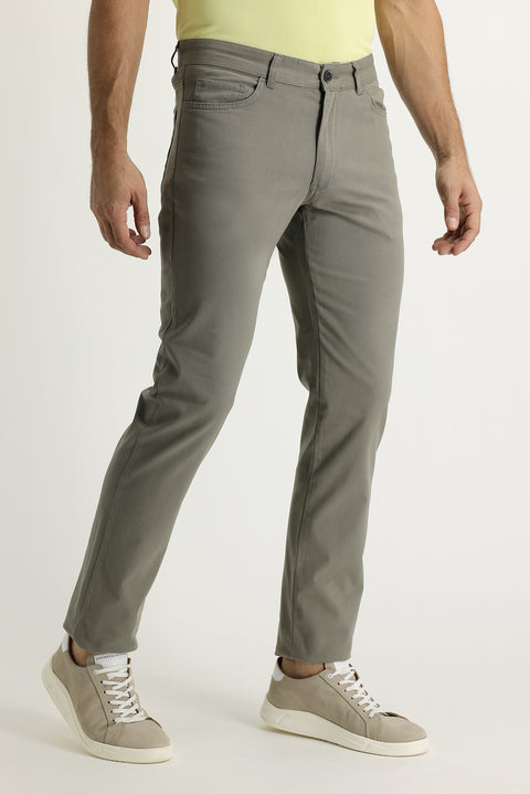 Fern Green Relaxed Fit Stretchy Canvas / Chino Trousers