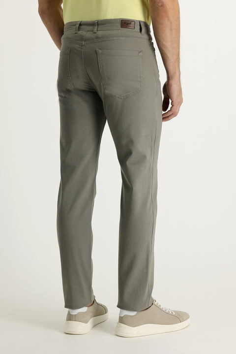 Fern Green Relaxed Fit Stretchy Canvas / Chino Trousers