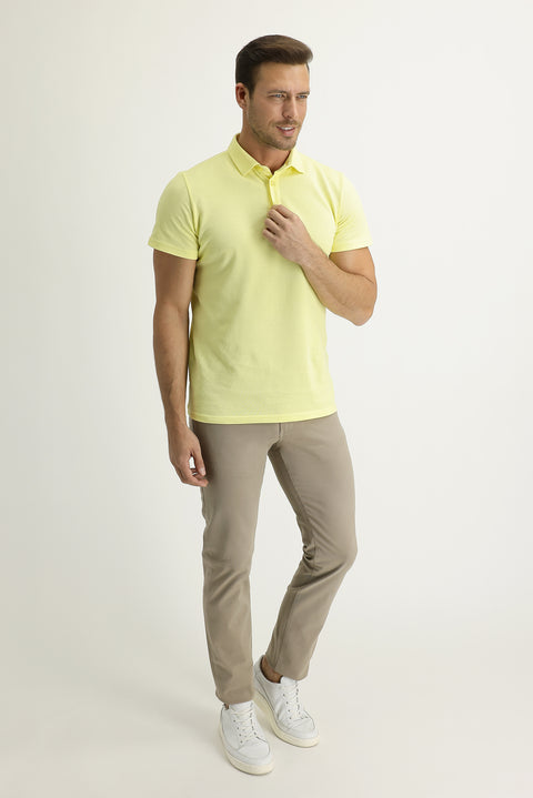 Light Mink Regular Fit Standard Cut Lycra Canvas / Chino Trousers