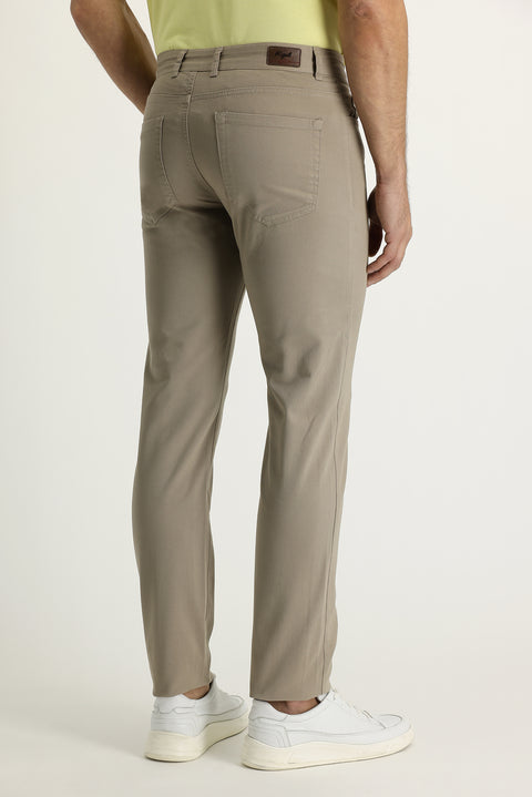 Açık Vizon Slim Fit Dar Kesim Likralı Kanvas / Chino Pantolon