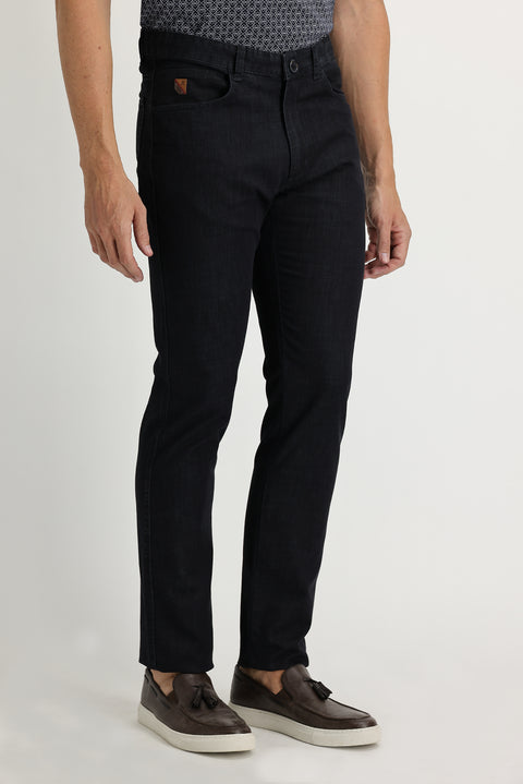 Black Regular Fit Standard Cut Lycra Canvas / Chino Trousers
