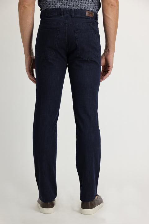 Aviator Blue Regular Fit Standard Cut Lycra Canvas / Chino Trousers