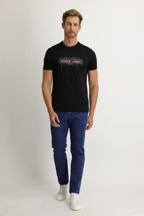 Light Blue Regular Fit Standard Cut Lycra Denim Look Trousers