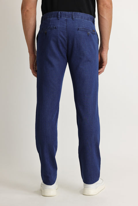 Light Blue Relaxed Fit Stretchy Denim Look Trousers