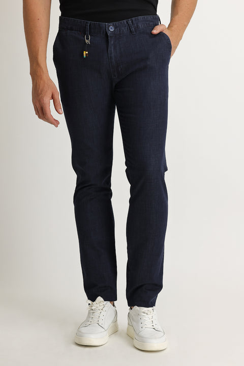 Aviator Blue Slim Fit Stretch Denim Look Trousers