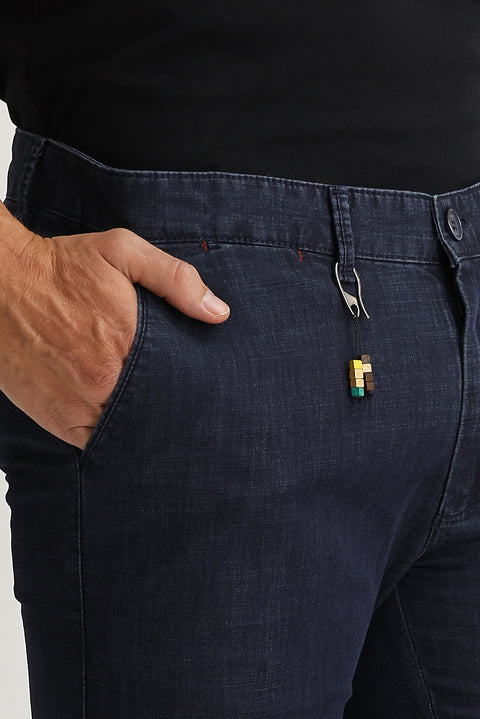 Aviator Blue Slim Fit Stretch Denim Look Trousers