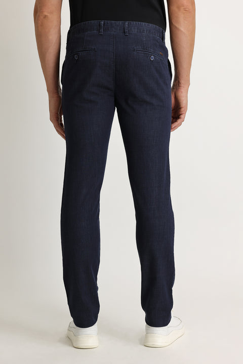 Aviator Blue Slim Fit Stretch Denim Look Trousers