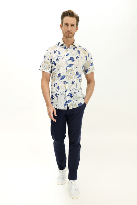 Dark Navy Blue Slim Fit Stretch Canvas / Chino Trousers