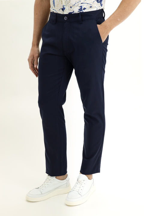 Dark Navy Blue Slim Fit Stretch Canvas / Chino Trousers