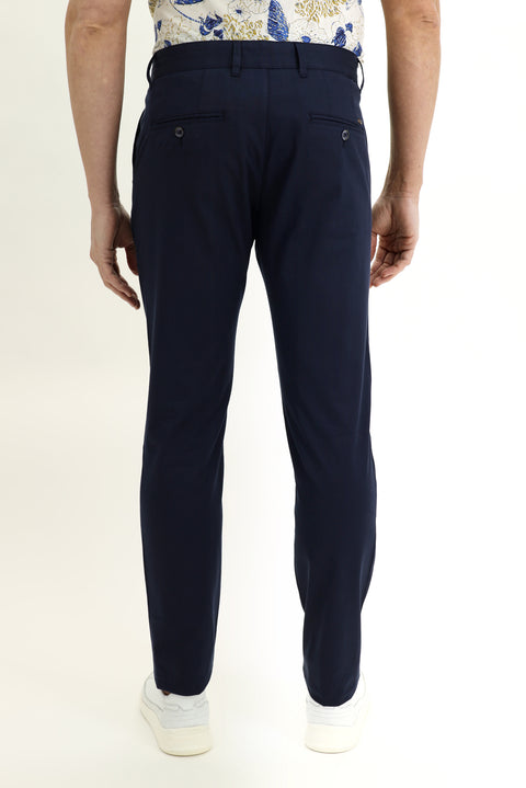 Dark Navy Blue Slim Fit Stretch Canvas / Chino Trousers