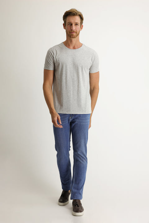 Aviator Blue Regular Fit Standard Cut Lycra Denim Trousers